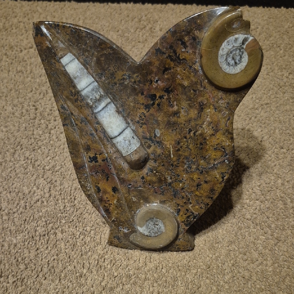 Abstract Brown and Cream Stone Sculpture